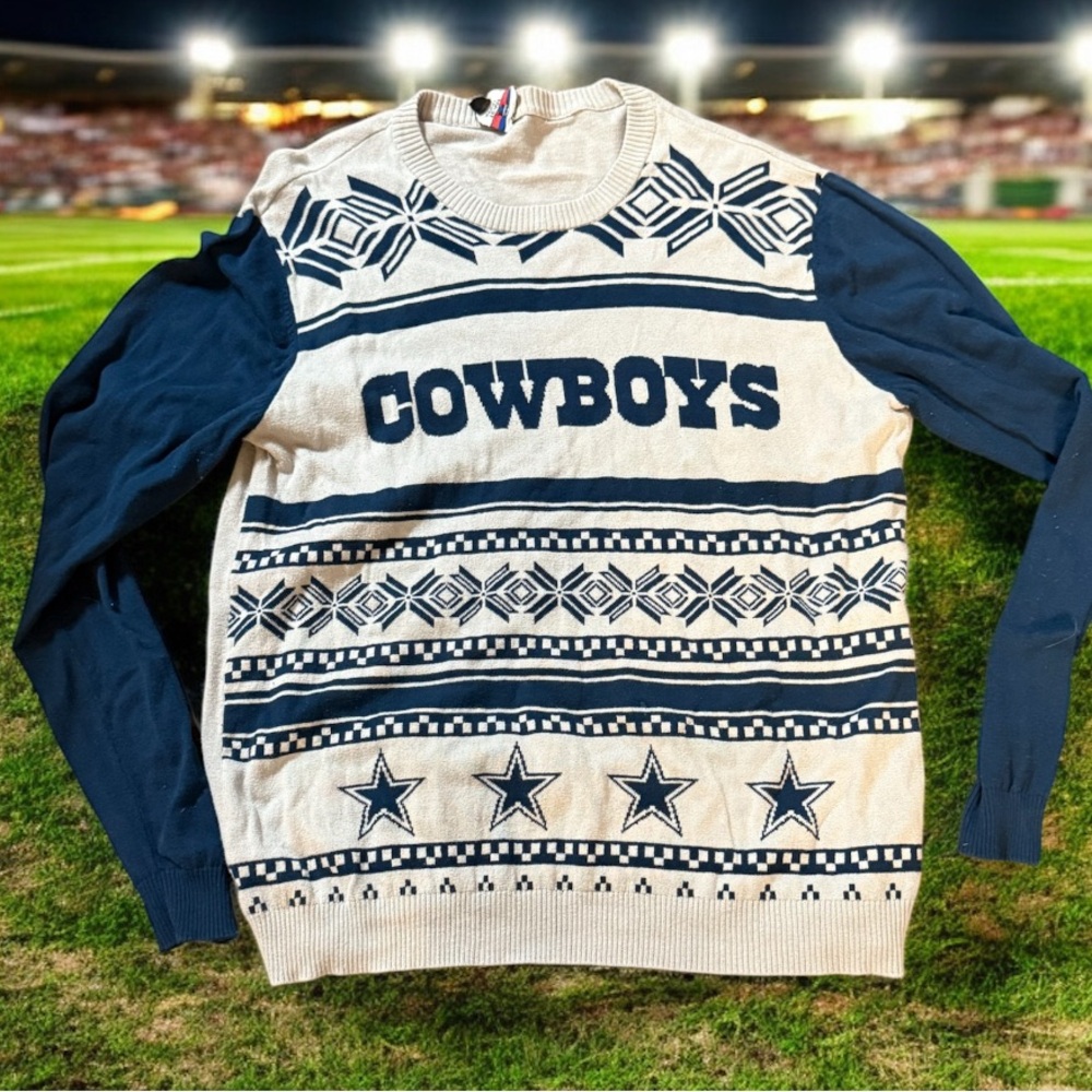 Men’s NFL Dallas Cowboys Ugly Christmas Sweater Fair Isle Nordic XL